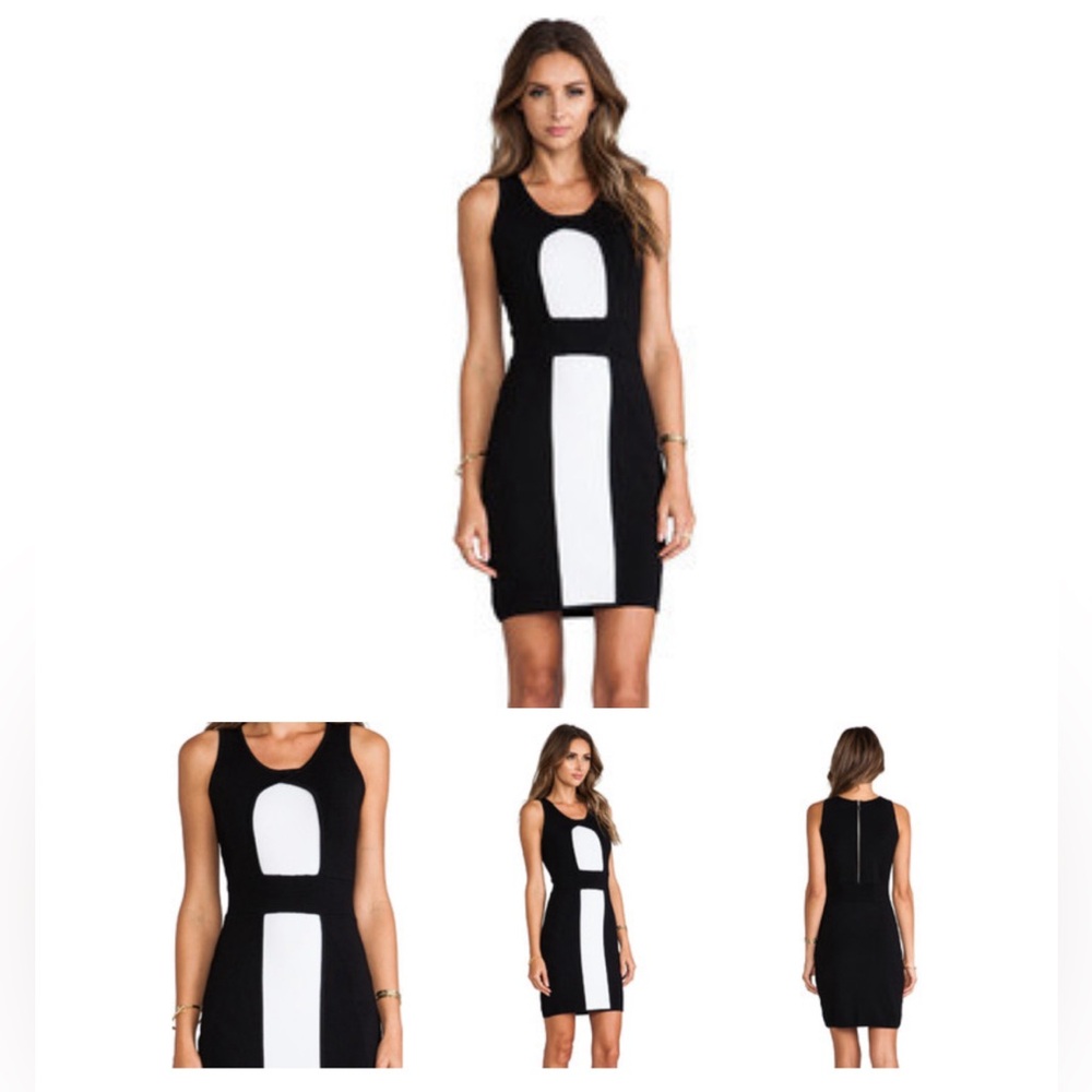 Milly | NWT Black & White Body Con Stretch Sheath Dress | Size M